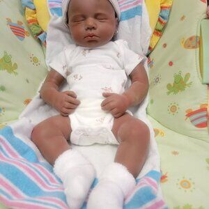 🆕12 inch Realistic 2.3lb Full Body Silicone Sleeping Tan Baby Girl Reborn Baby